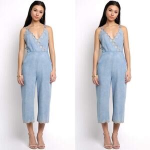 Lost+Wander Celestia Surplice Embroidered Jumpsuit